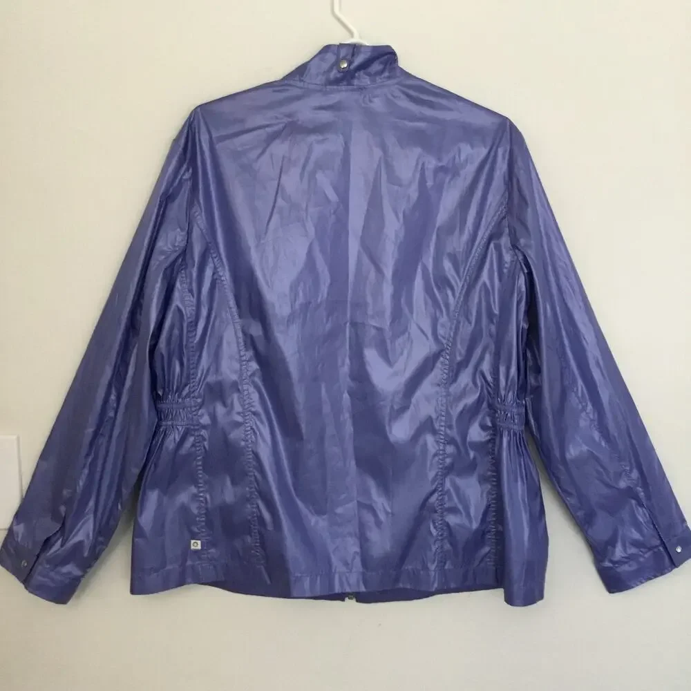 Chico's Zenergy Frosted Purple Shiny Windbreaker Zip Front Jacket Sz 3 (L)